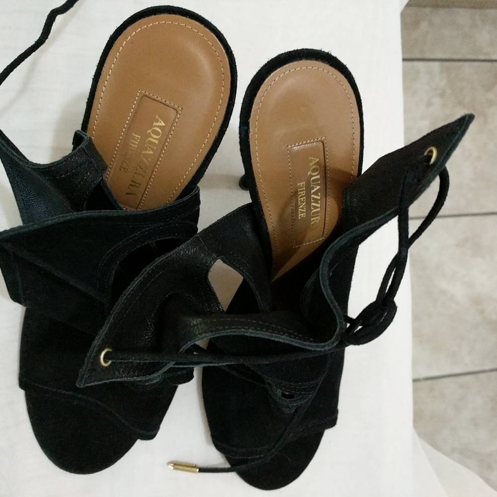 Aquazzura black suede heels